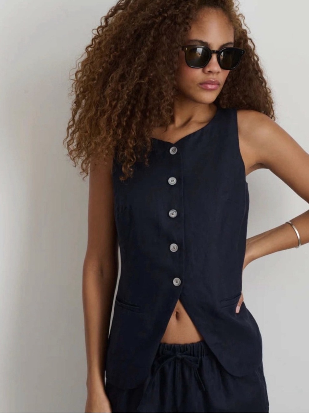 Alex Mill Liv Linen Vest Navy XL